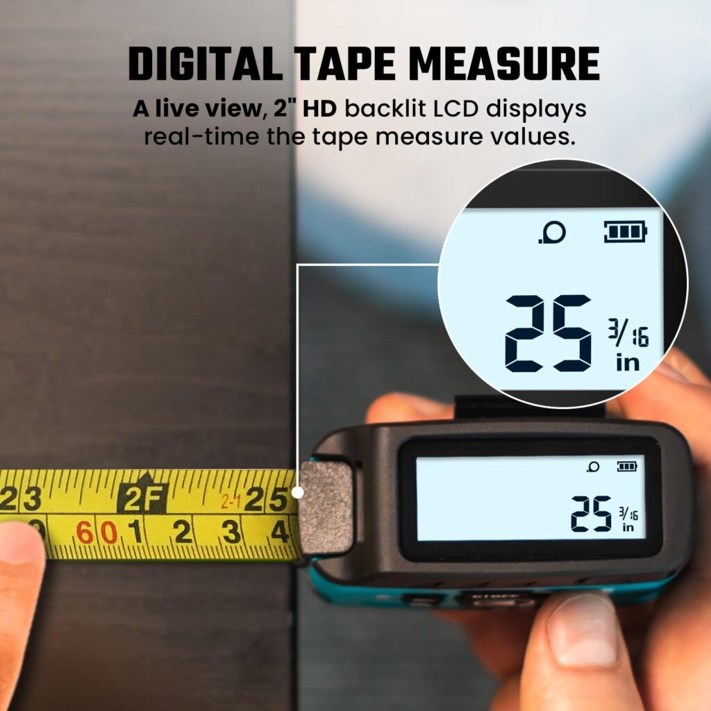 MiLESEEY DT20 Digital Laser Tape Measure,130FT Laser Measuring Tool,16FT Easy Read Digital Measuring Tape Retractable with Fractions,Rechargeable...