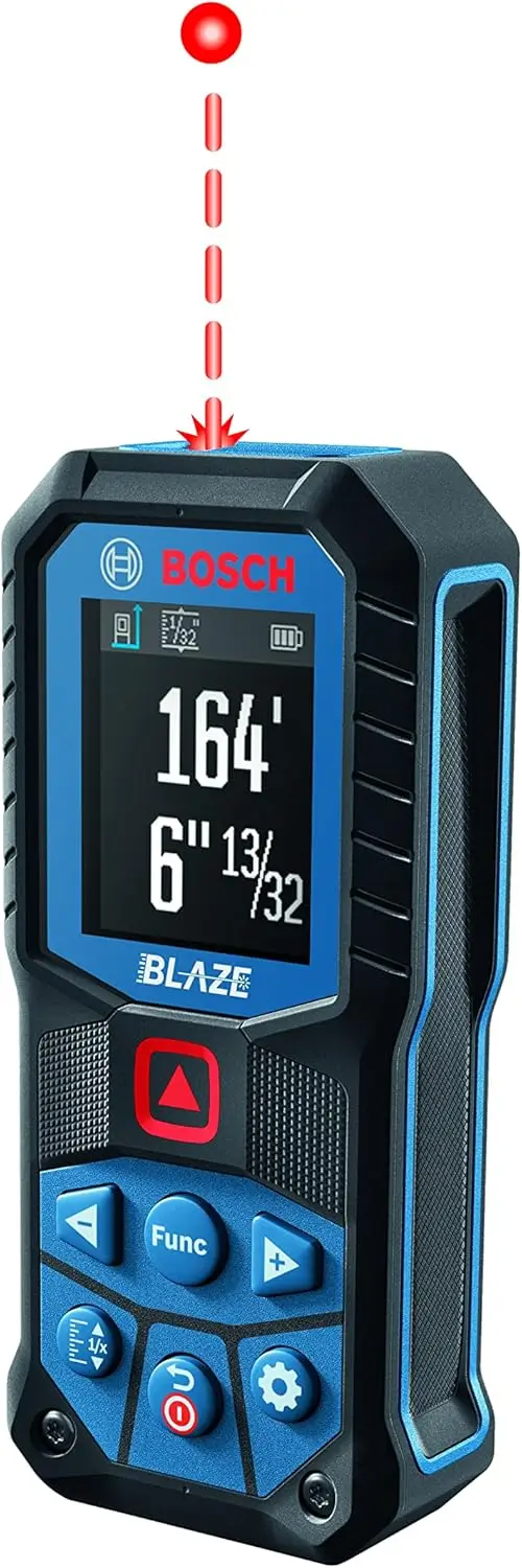 Bosch GLM165-22 rugged IP65 dust and water resistant laser measure on a construction site